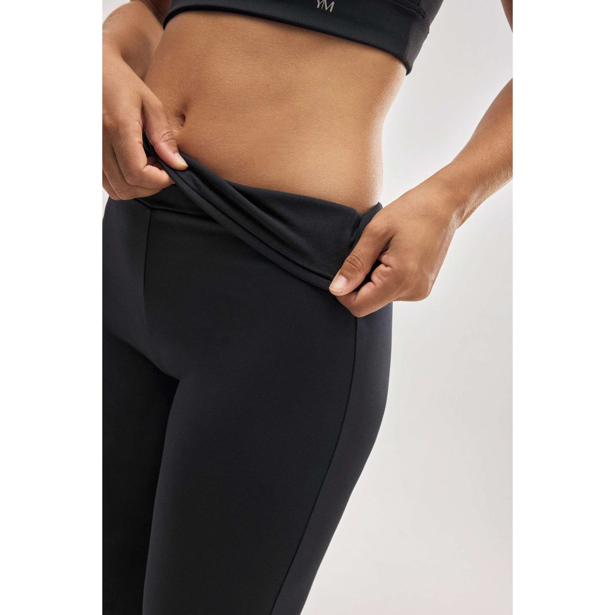 Leggings termici con interno in peluche nero e stile sportivo