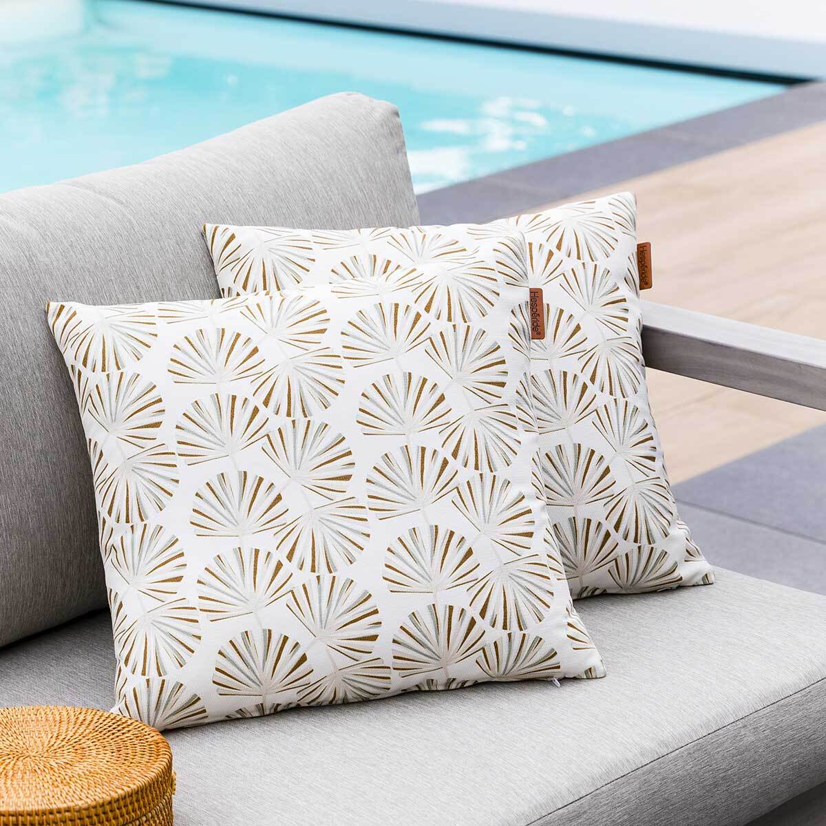 Coussin déco d'extérieur "Fylie" palmier & camel 40x40cm en polyester