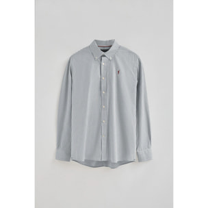 Camicia blu marino a righe regular fit con logo Rigby Go