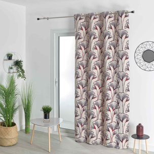 Rideau jacquard fleurs de gingko - Bordeaux