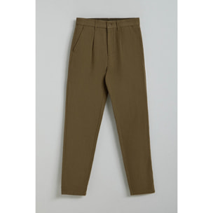 Pantalón Cuba de lino y algodón verde caqui con detalles bordados Polo Club