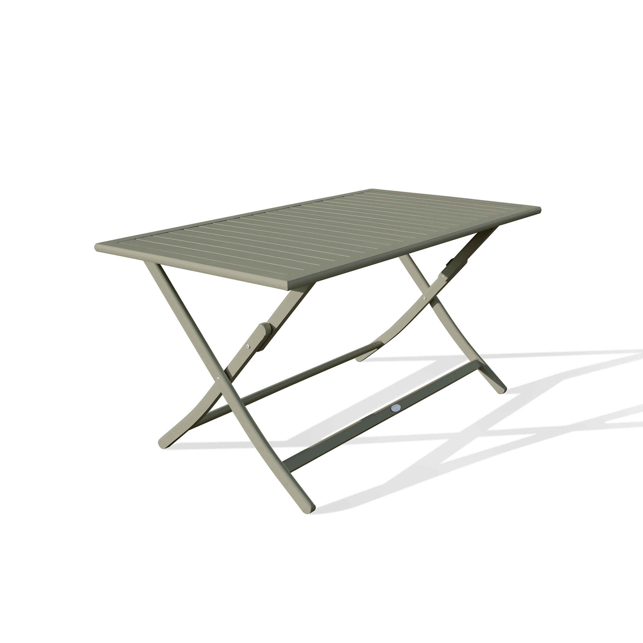 MARIUS - Table de jardin pliante en aluminium vert kaki