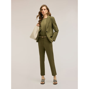 Motivi - Pantalones regular mezcla algodón viscosa - Verde militare