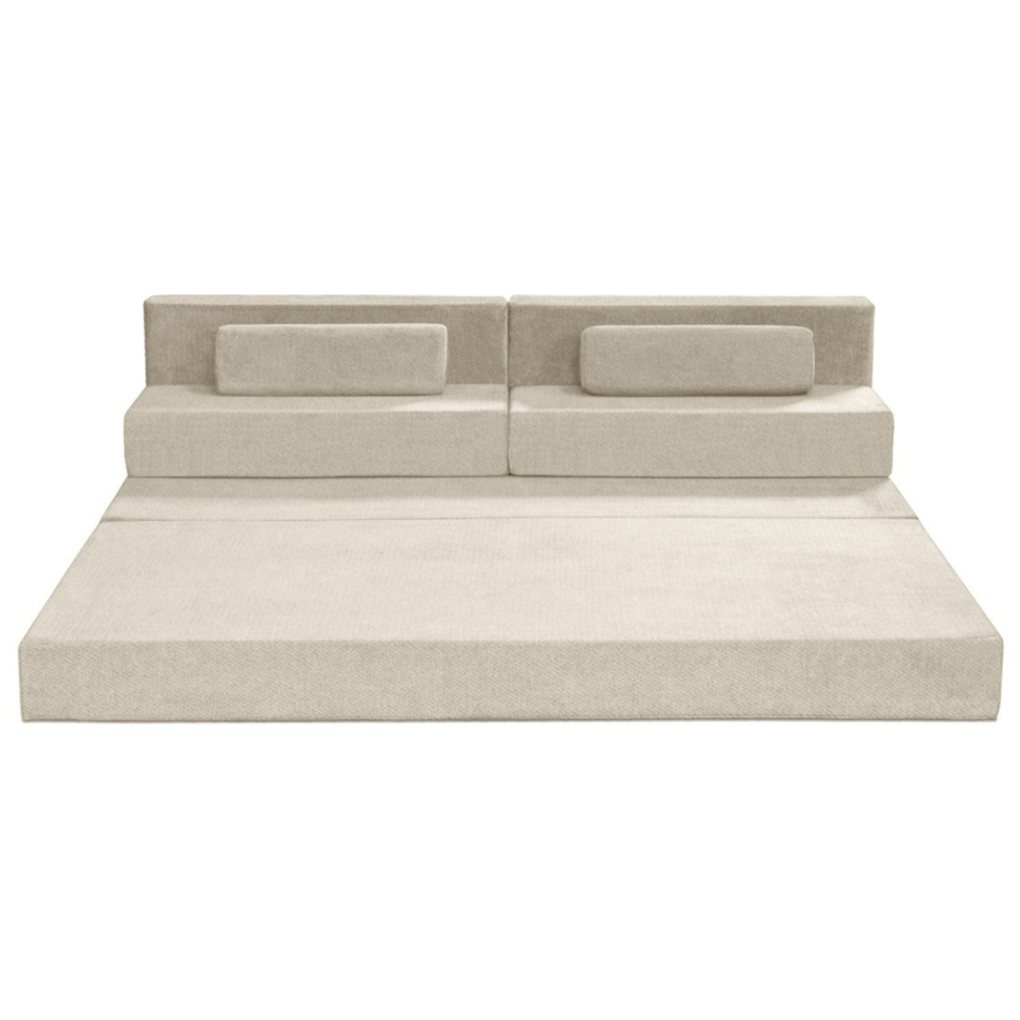 Astral - Canapé 3 places convertible en velours texturé - Beige