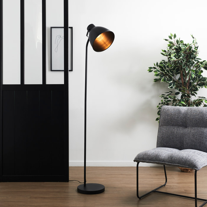 Lampadaire Metal Indus Noir H170cm
