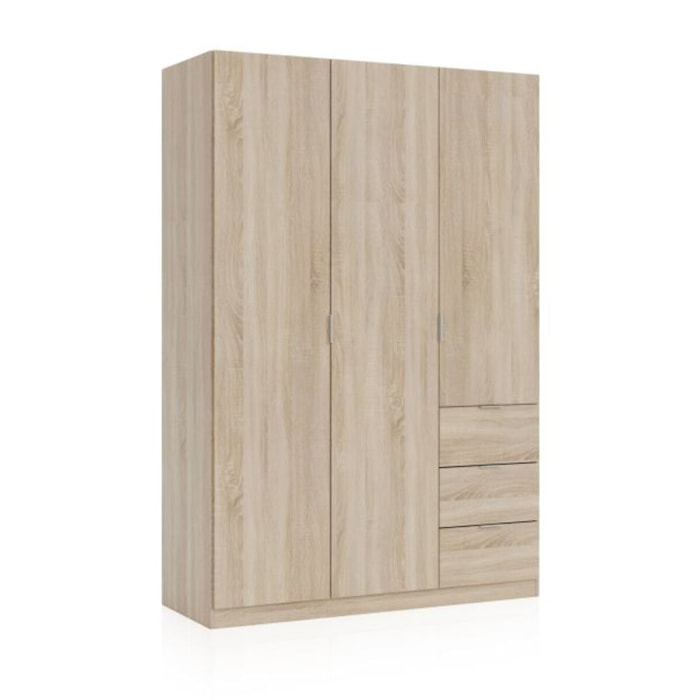 Armario Magan 3 puertas y 3 cajones Roble Canadian