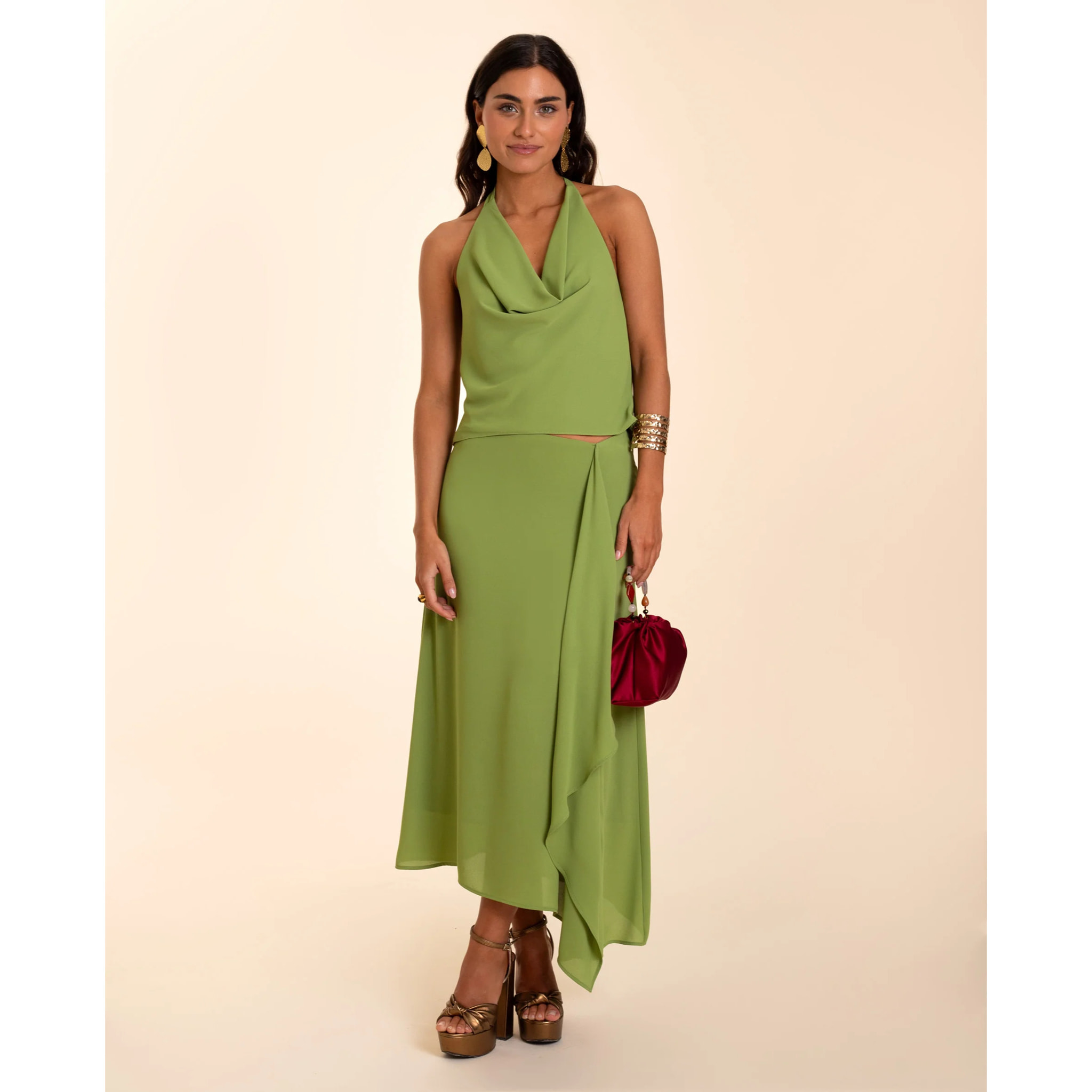 Blusa de mujer halter espada abierta