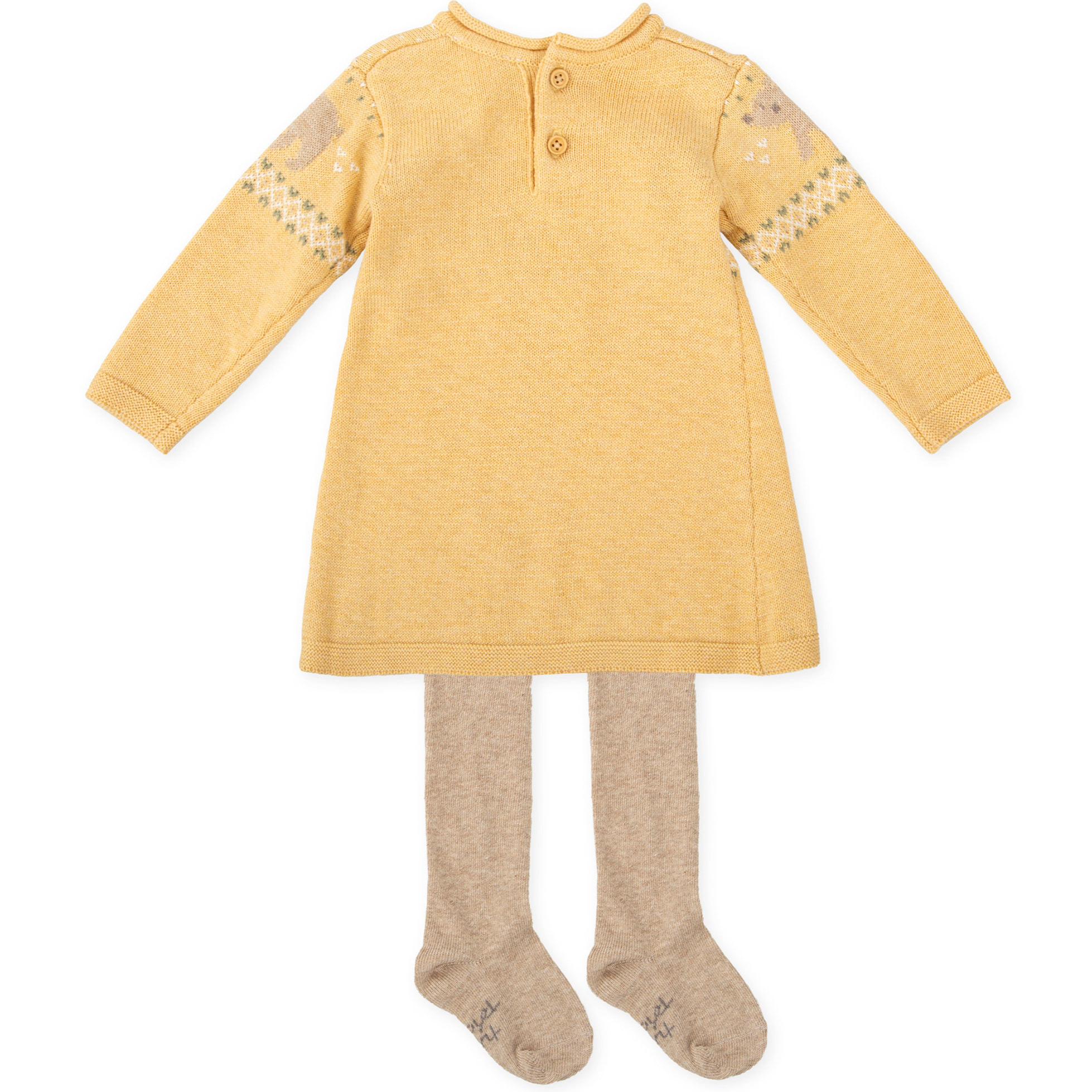 VESTIDO CON LEOTARDOS MOSTAZA - Mostaza