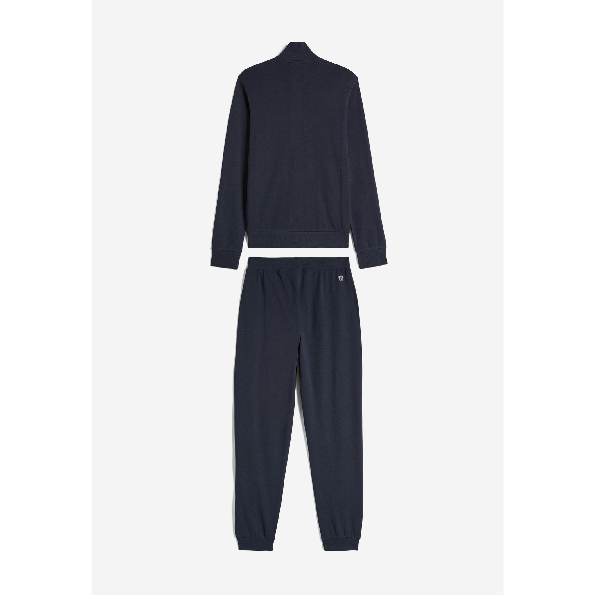 Tuta sportiva in interlock con felpa collo alto e zip