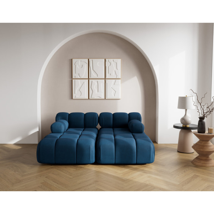Ruby - canapé droit 4 places avec double méridienne - assise profonde - en velours texturé - Bleu