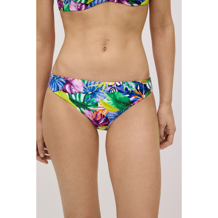 Slip bikini con stampa tropicale