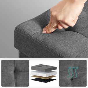 Pouf contenitore grigio scuro con gambe in legno