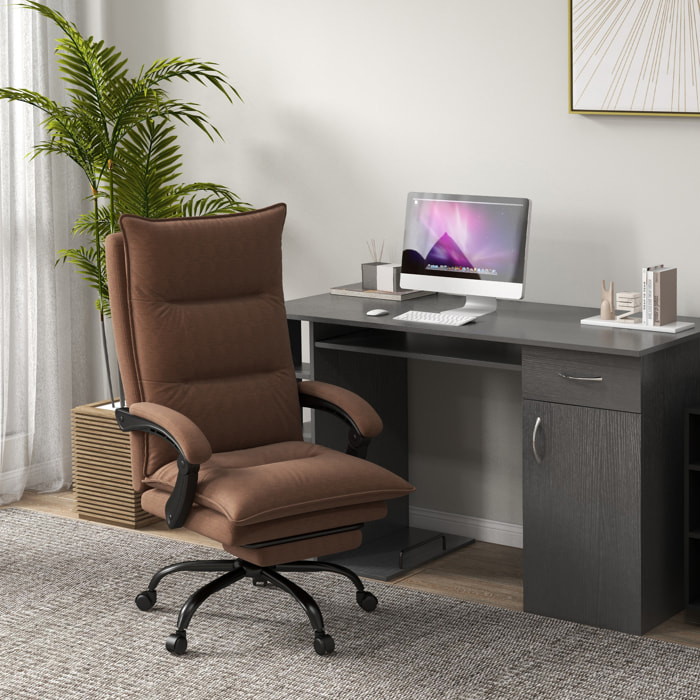 Fauteuil de bureau massant chauffant inclinable réglable repose-pieds rétractable microfibre marron