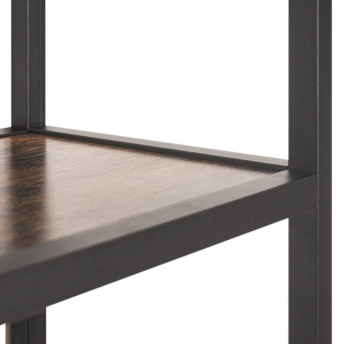 Edo - Scaffale Libreria a Muro 76x162,5x33,5 cm 3 Ripiani con Mobiletto 2 Ante in Legno Industriale Struttura in Metallo Nero