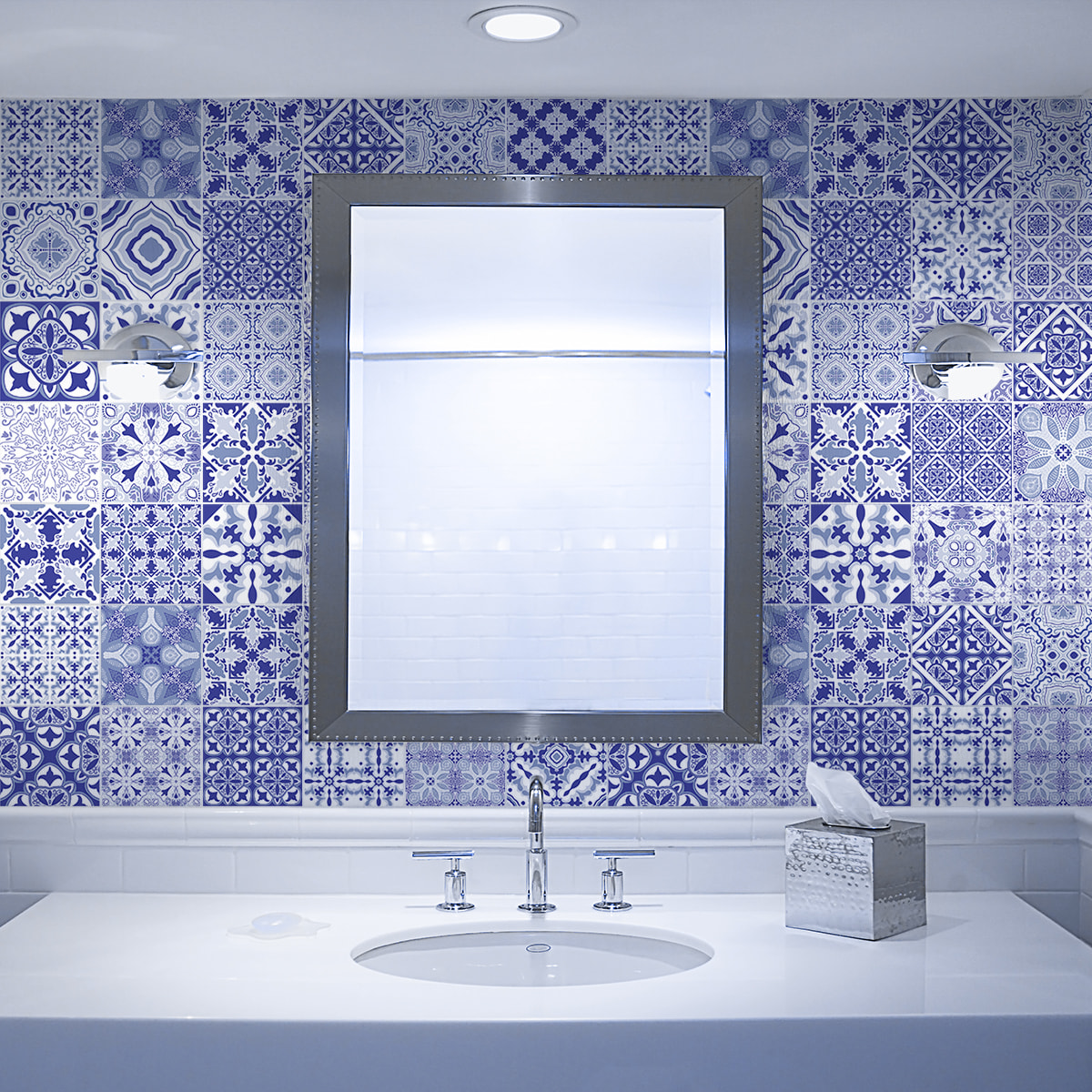 Stickers muraux - Sticker Mural Carrelage adhésif Cuisine Salle de Bain - 9 STICKERS CARRELAGES AZULEJOS ZACHARIA