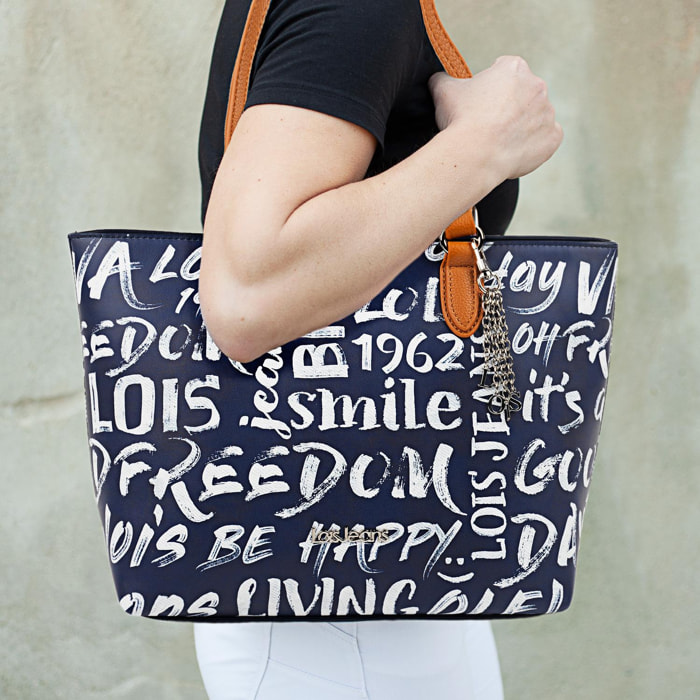 Bolso Shopper-Tote Lois Words Azul Marino