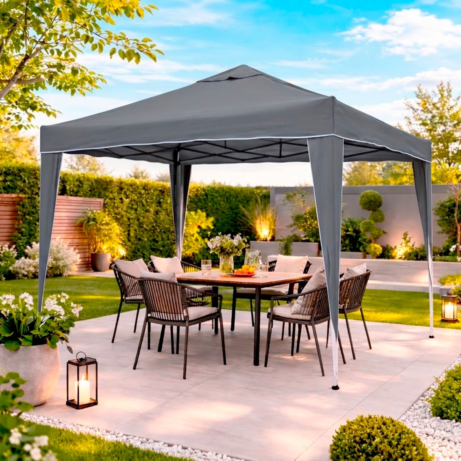 Gazebo Pieghevole 3x4 M in Acciaio con Telo Idrorepellente 160 g/m² Anti-UV Struttura Robusta Apertura Rapida a Fisarmonica con Borsa 4 Sacche Grigio