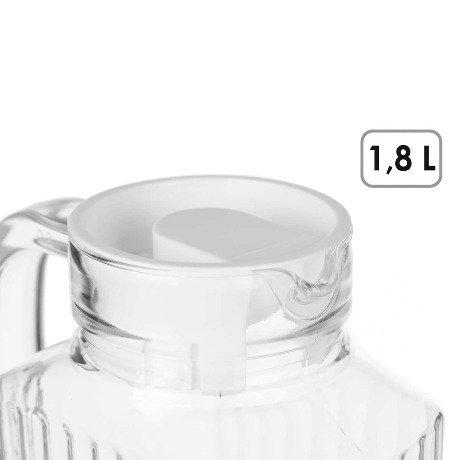 Caraffa in vetro con manico, ideale per il frigorifero con capacità di 1,8L.