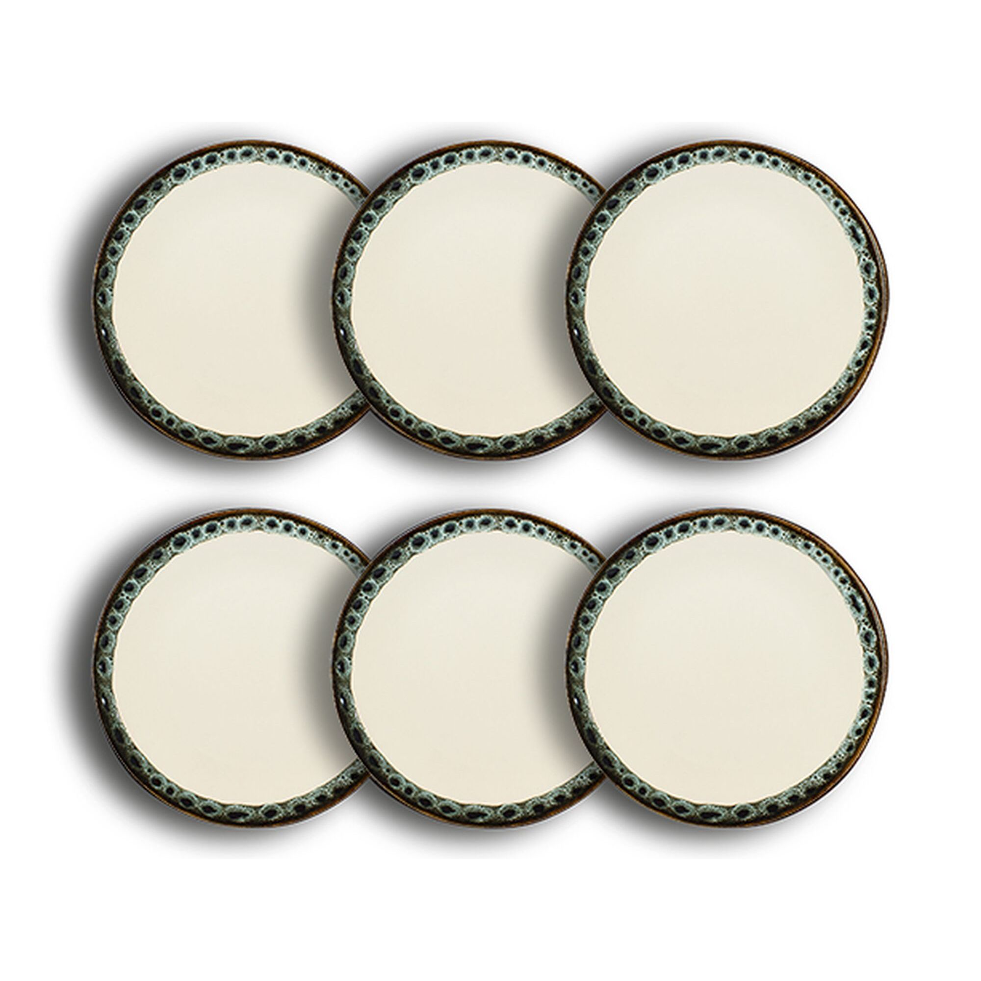 Lot de 6 assiettes plates atome 25cm en faience beige ATOME