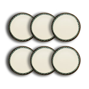 Lot de 6 assiettes plates atome 25cm en faience beige ATOME