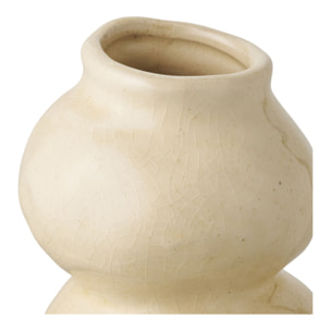 Vaso in ceramica beige a due sfere sovrapposte ø10,5x19,5 cm