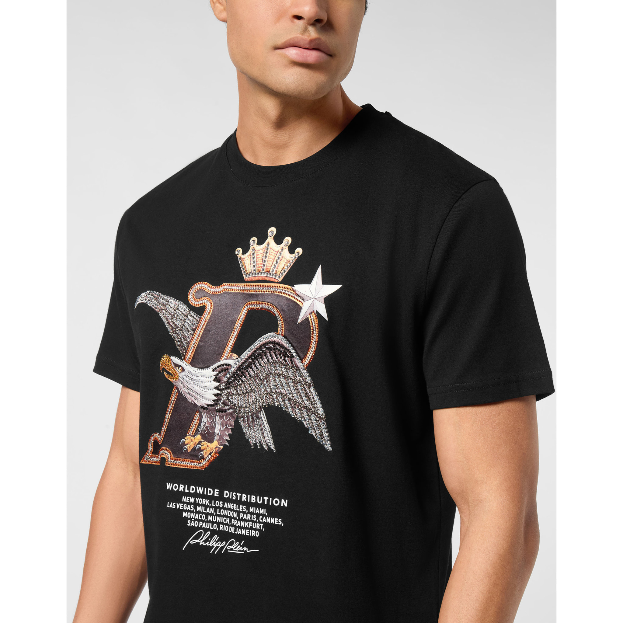 PHILIPP PLEIN Camiseta de cuello redondo y manga corta EAGLE