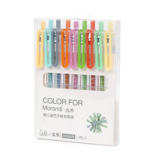 Set di 9 penne gel in vari colori.