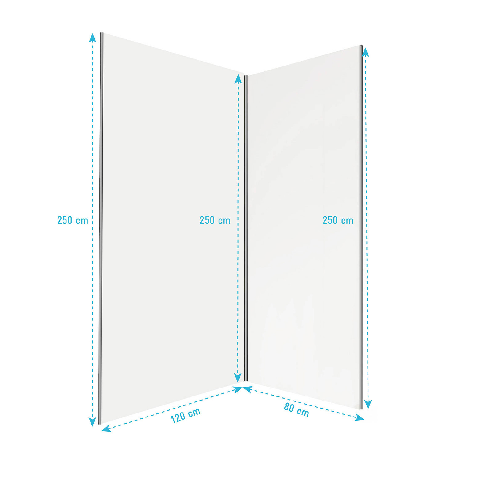 Lot 2 panneaux muraux aluminium Blanc 80 et 120 x 250 cm avec profilés chrome - WALL'IT