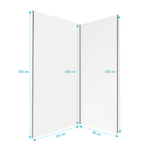 Lot 2 panneaux muraux aluminium Blanc 80 et 120 x 250 cm avec profilés chrome - WALL'IT