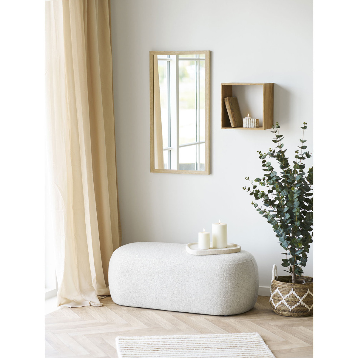Mensola da parete Lattoon in rovere massiccio naturale 30x18x30 cm