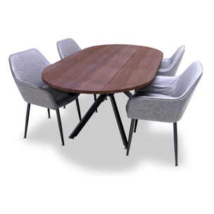 Marui Small - Tavolo da pranzo ovale in legno e metallo con piede centrale Ashi 150x90 cm - legno marrone