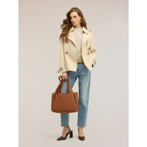 Motivi - Trench corto doble botonadura con cinturón - Beige