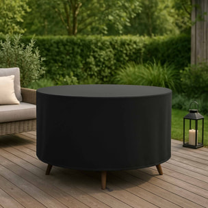 Funda para mesa redonda Ø160xH80cm impermeable en poliéster 600D negro con protección UV