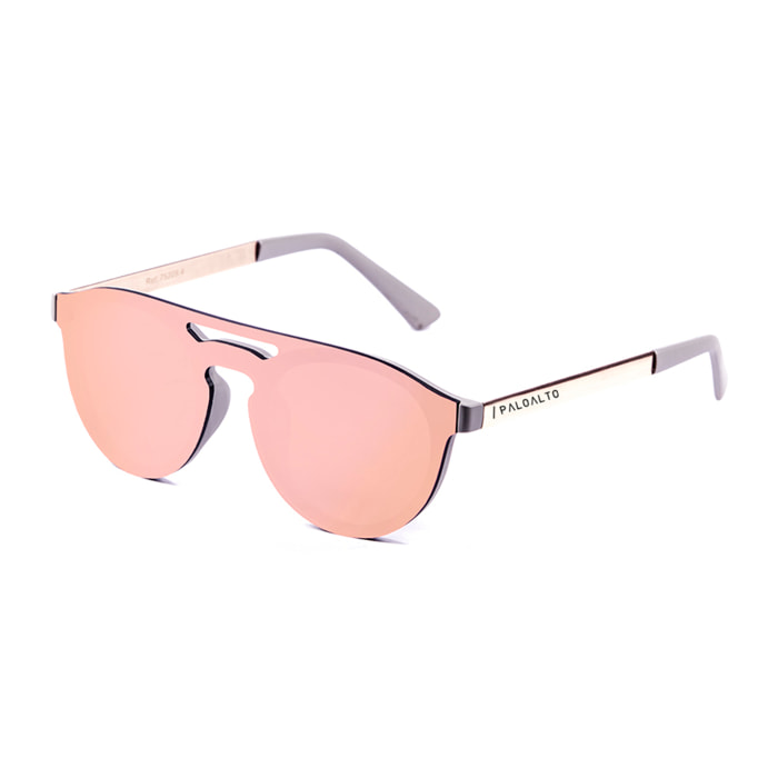 Gafas de sol PALO ALTO PEARL - Gris sólido mate / Plana rosa revo y patillas metálicas doradas