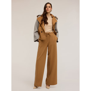 Motivi - Pantaloni palazzo con banda laterale - Marrone