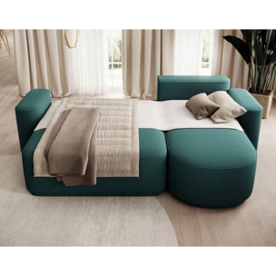 Sam - canapé d'angle droit 4 places convertible avec coffre en tissu - Vert