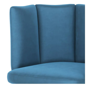 Lot de 2 chaises de bar en velours bleu 75 cm - Rosy
