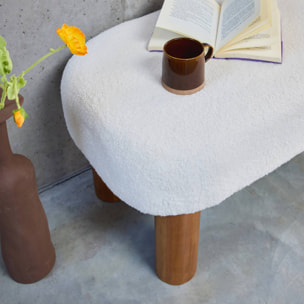 Banc / Bout de lit. pieds en bois d'hévéa et tissu bouclette