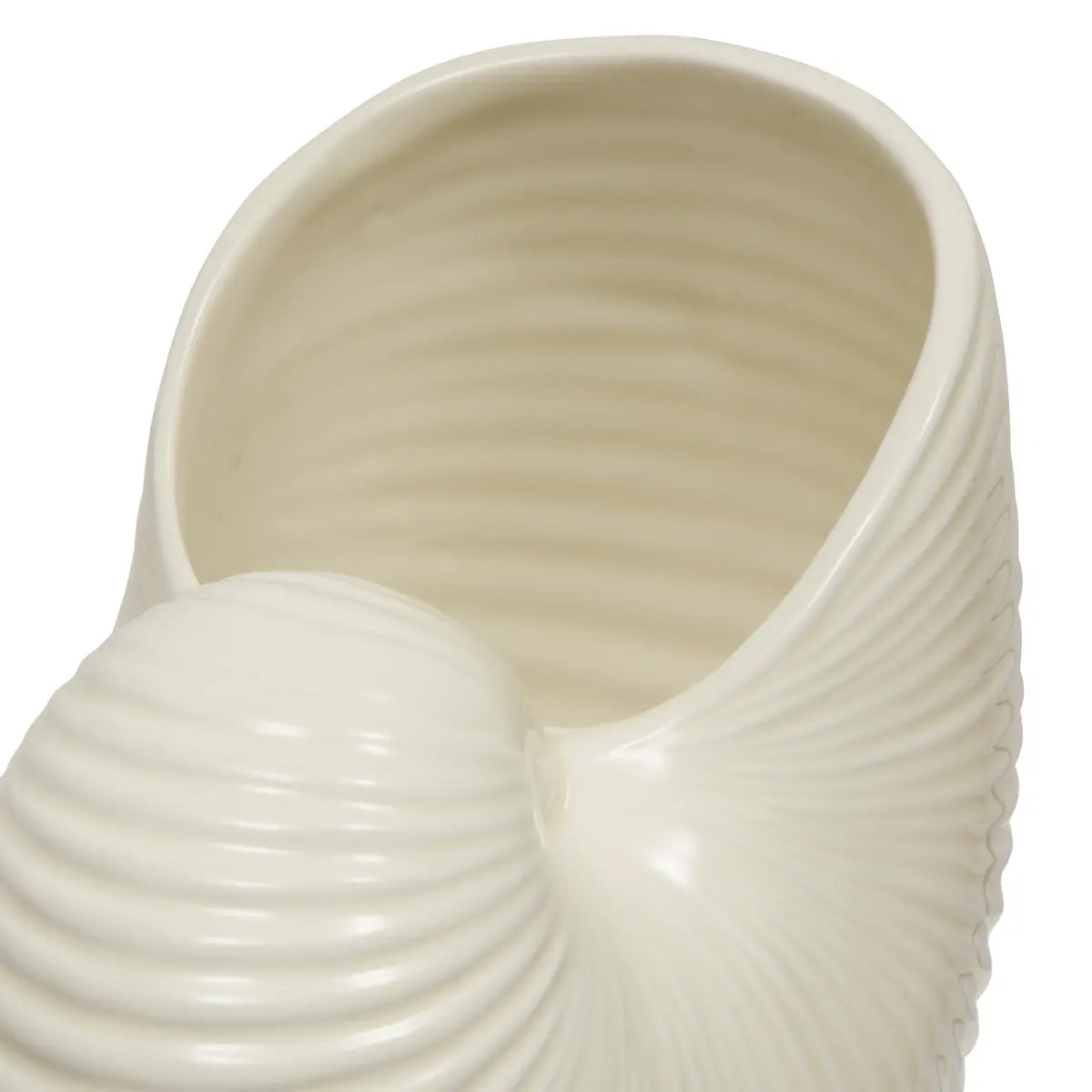 Vase Ocea Coquillage en Dolomite 22x14x18,5 cm Blanc