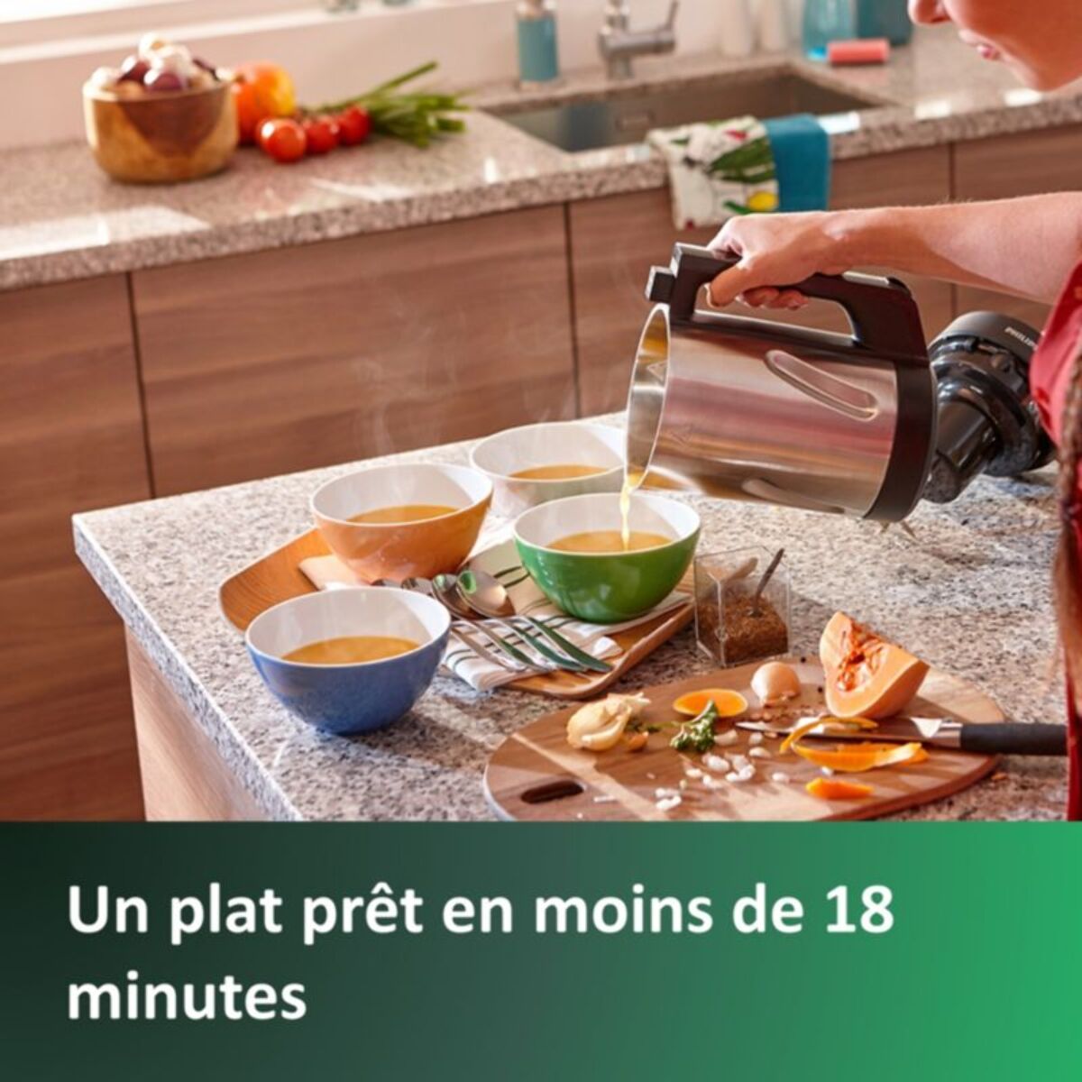 Blender chauffant PHILIPS HR2203/80 Blender pour soupe métal 1,2L, 1000W