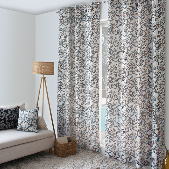 Rideau à oeillets en coton recyclé Chambray - Ecru