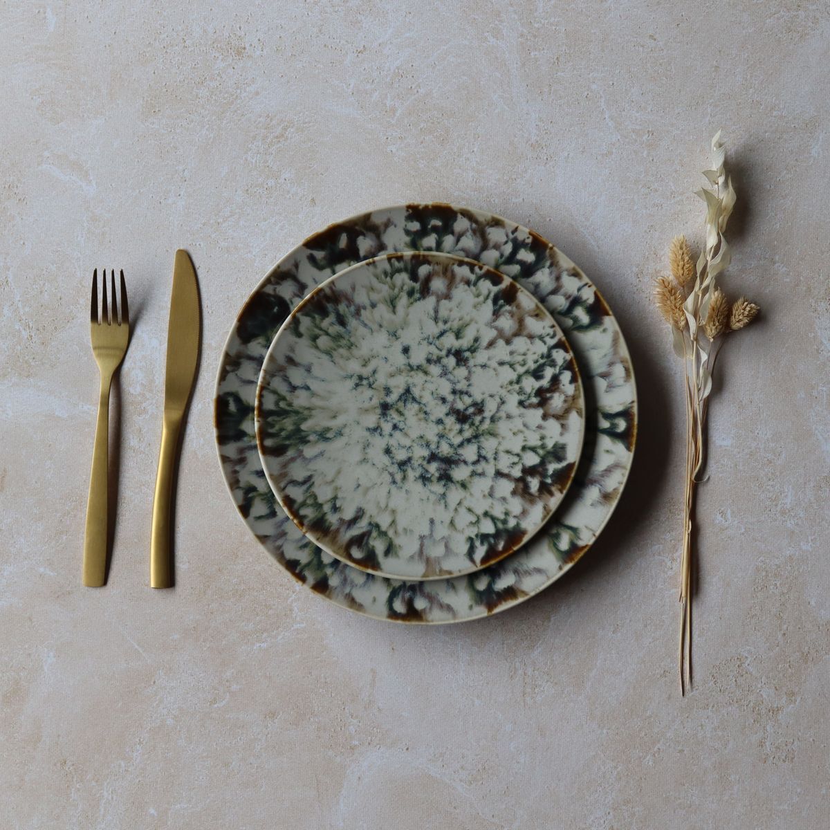 Lot de 6 assiettes plates abstraites en porcelaine 27cm MAKA