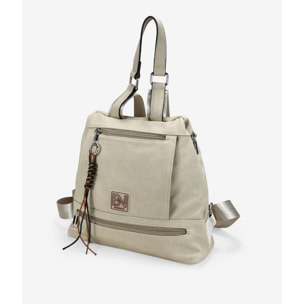 Mochila antirrobo beige con cremalleras