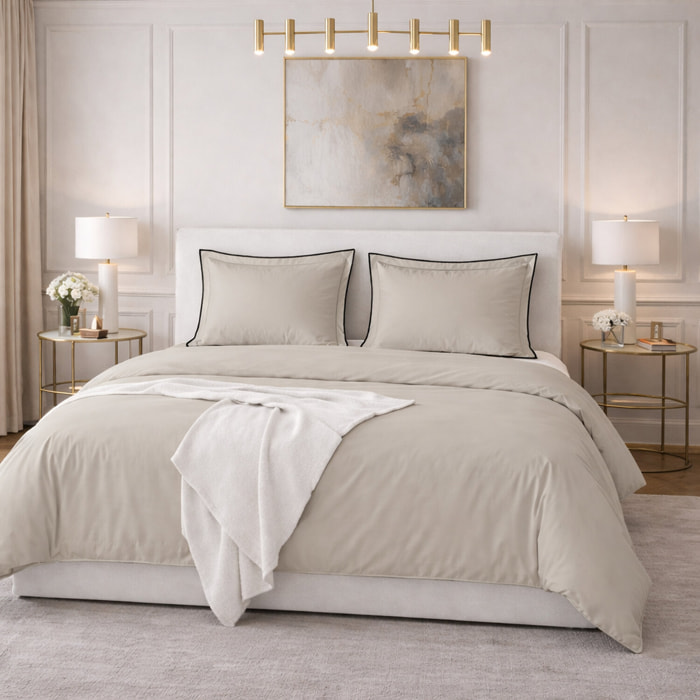 Parure Housse De Couette 100% Satin de Coton Blanc TALIE