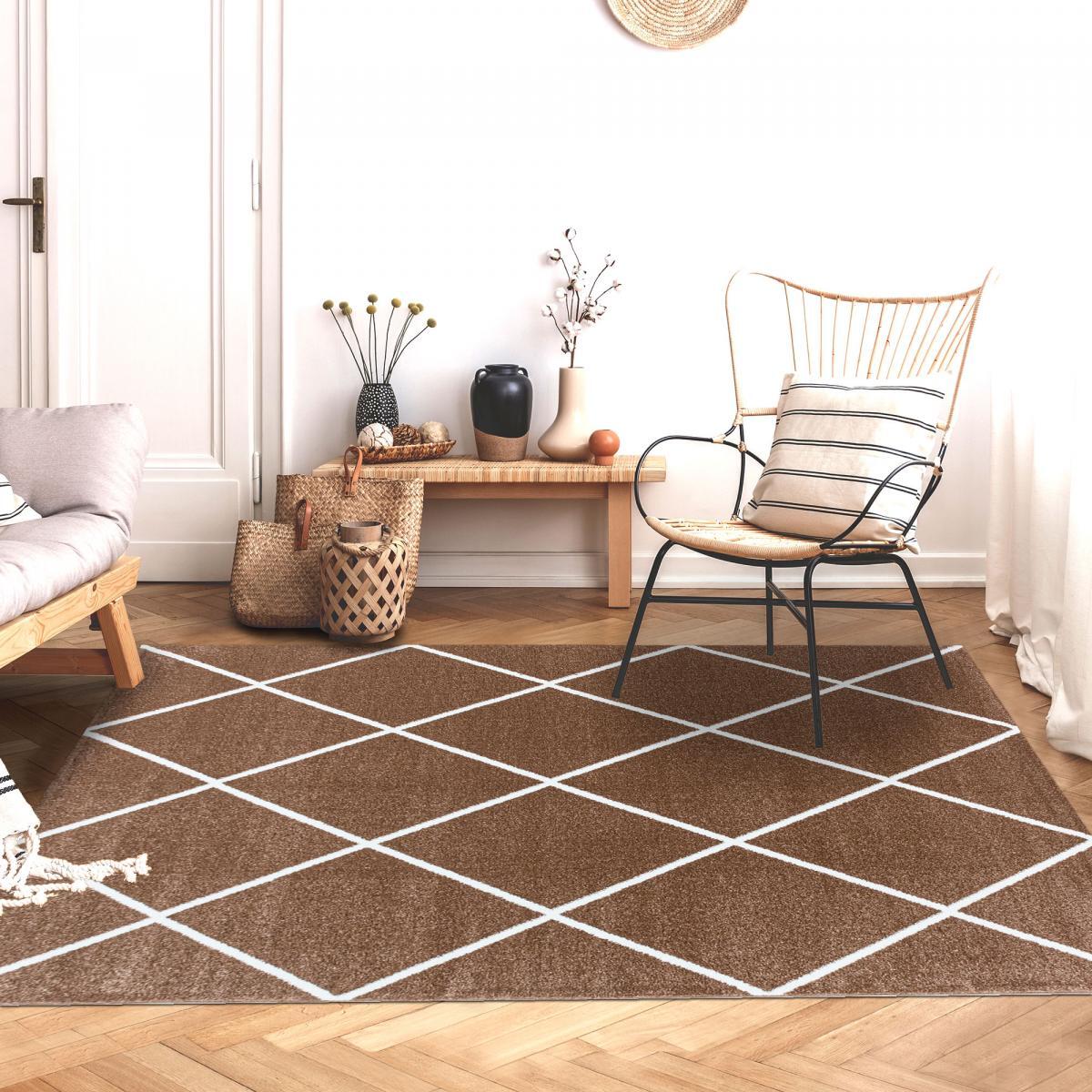 Tapis salon et chambre tissé motif scandinave SEMO