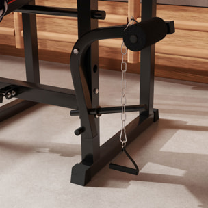 Banco de Musculación Plegable Banco de Pesas con Soportes para Barra Regulables y Respaldo Ajustable para Entrenamiento Completos de Cuerpo en Casa Gimnasio Negro
