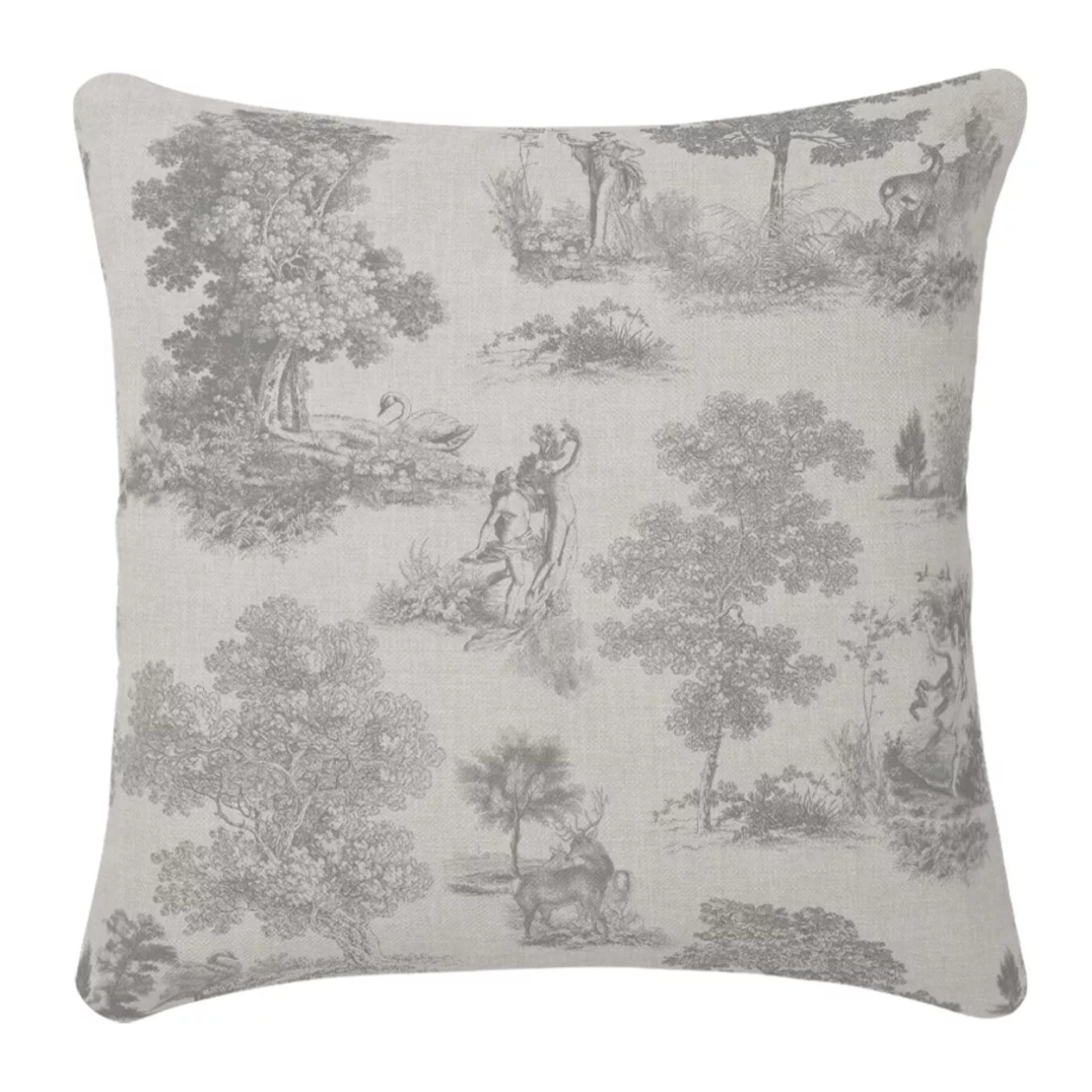 Housse de coussin lin & coton 165 g/m² imprimé gris Poesie gris