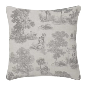 Housse de coussin lin & coton 165 g/m² imprimé gris Poesie gris