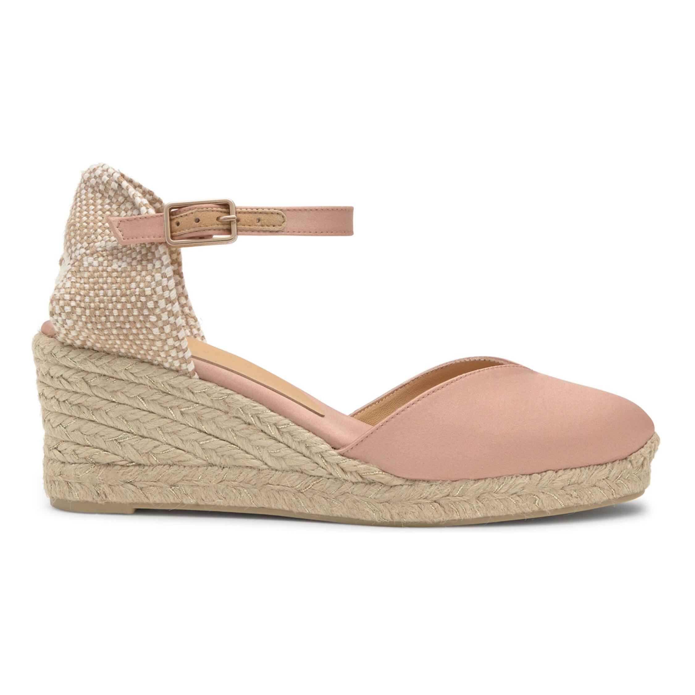 Alpargata de cuña Chiarita en raso con cierre de pulsera