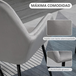 Butaca de Salón Sillón de Salón Tapizado en Terciopelo con Asiento Acolchado Base Metálica Cruzada Sillón Lectura para Sala de Estar Dormitorio Gris